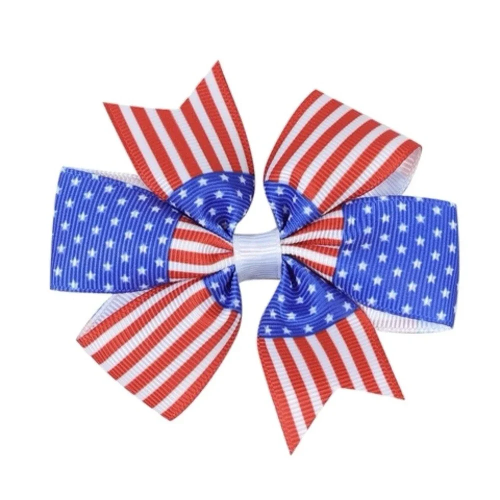 🇺🇸 America 250 Celebration USA Themed Hair Bow Set Patriotic 4th Of July NEW